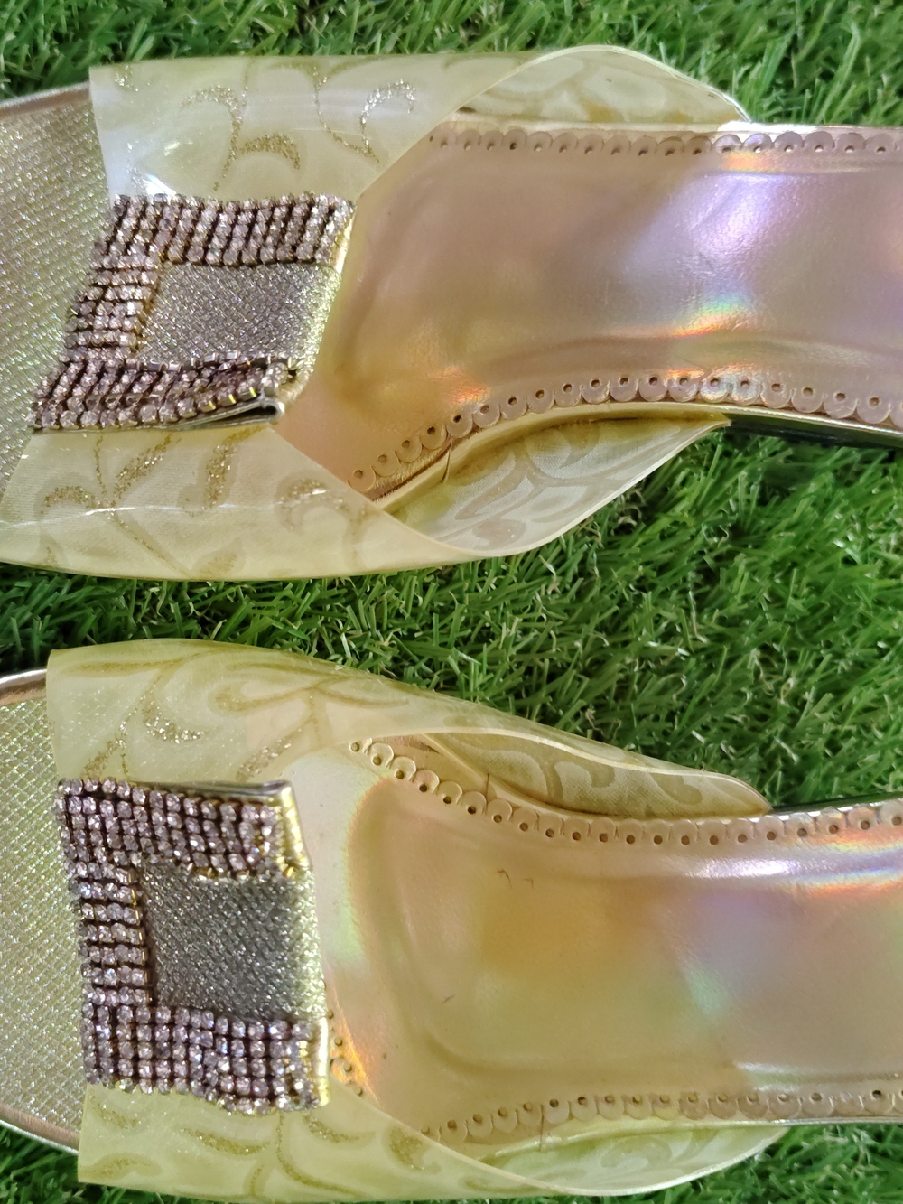 Ritu Kumar Gold Jeweled Slide Mules